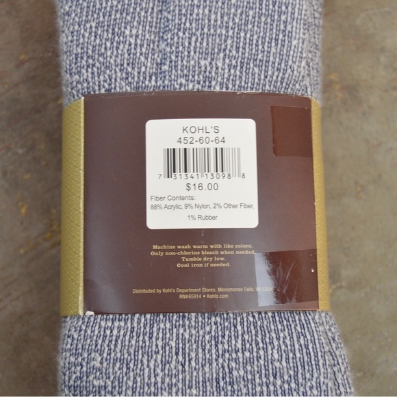 Sonoma Men’s 2 Pack Navy & White Cold Weather Boot Socks, Fits Shoe Sizes 7-12 - Picture 5 of 5